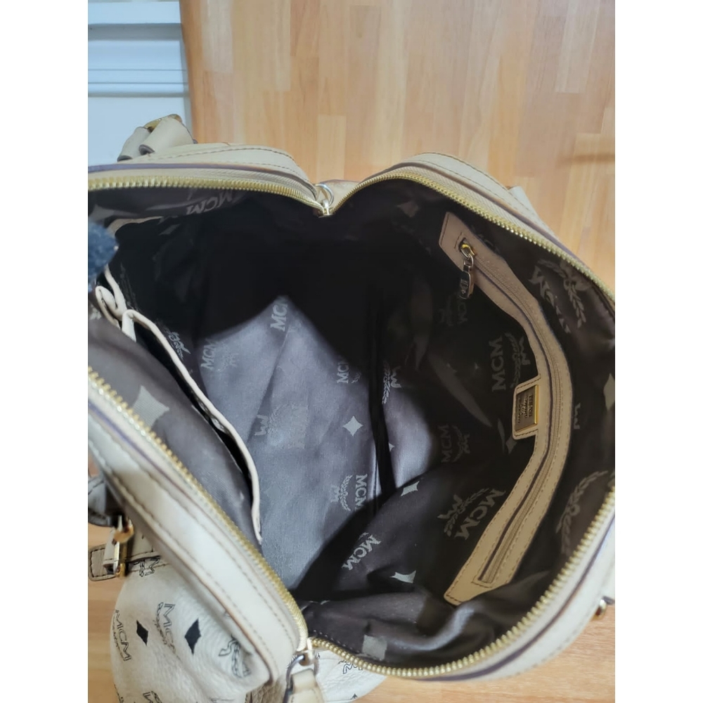 MCMVisetos Boston Satchel Beige Handbag - Picture 12 of 12
